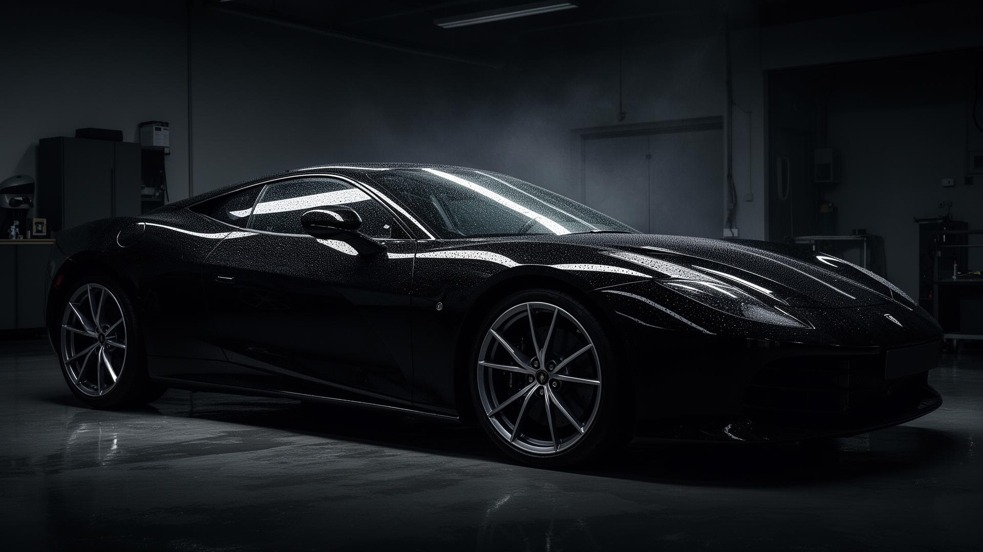 Luxury black sports car detailed by Driftline Detailing